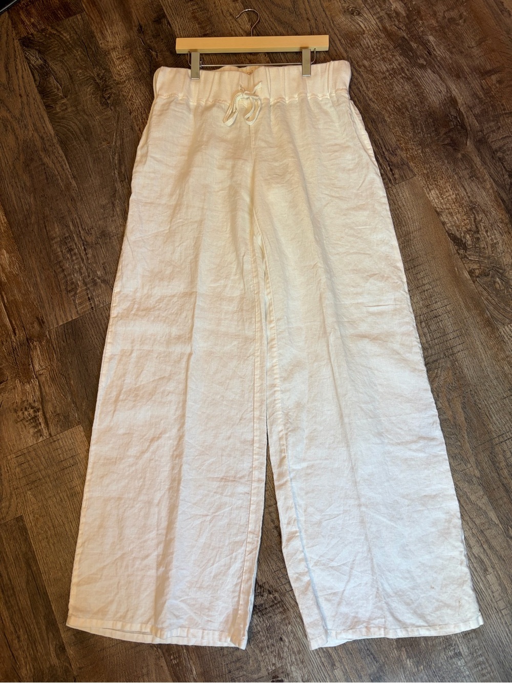 Banana Republic White Wide-Leg Drawstring Women's 100% Linen Pants